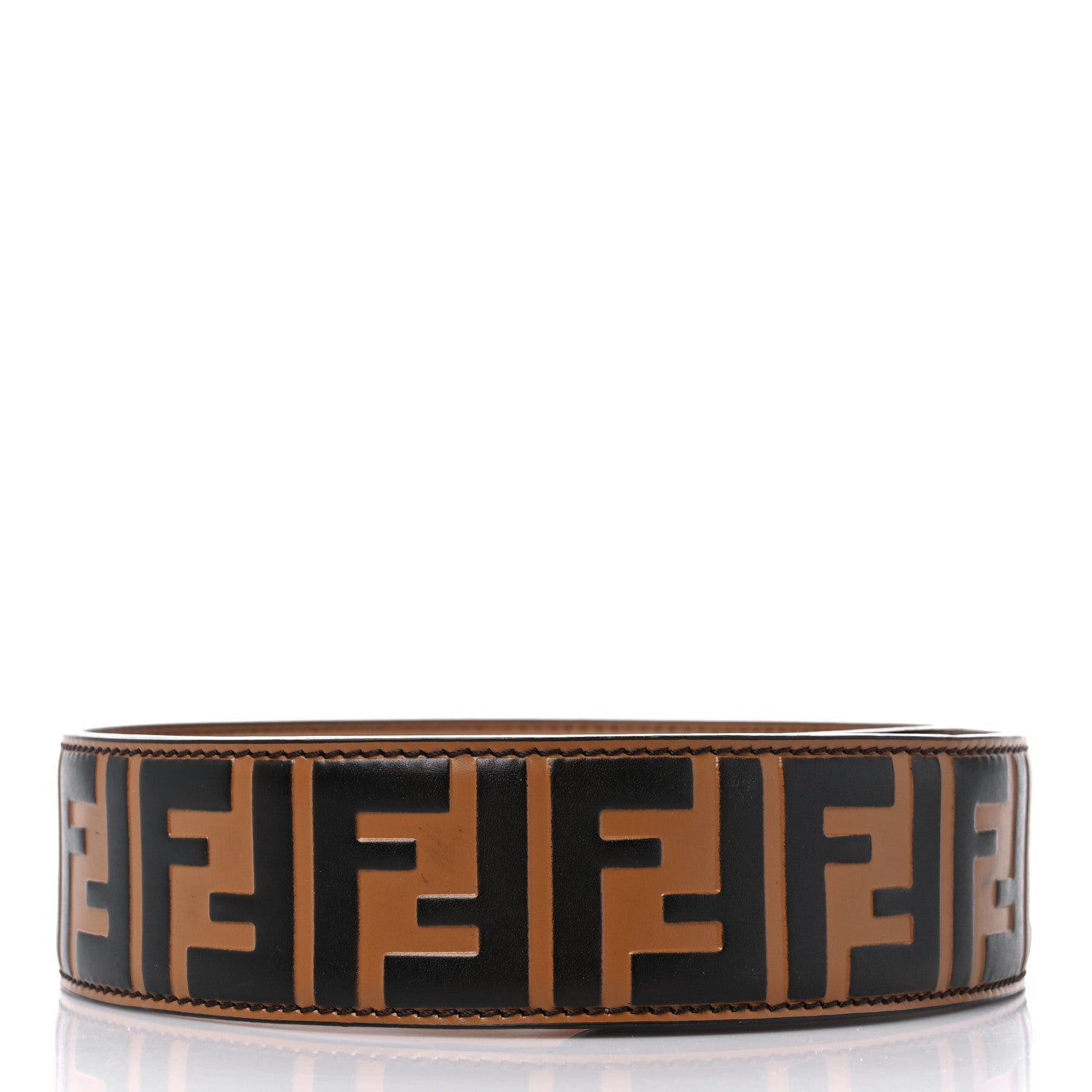 Fendi Calfskin FF 1974 Embossed Strap You Tobacco Black 2 of 5