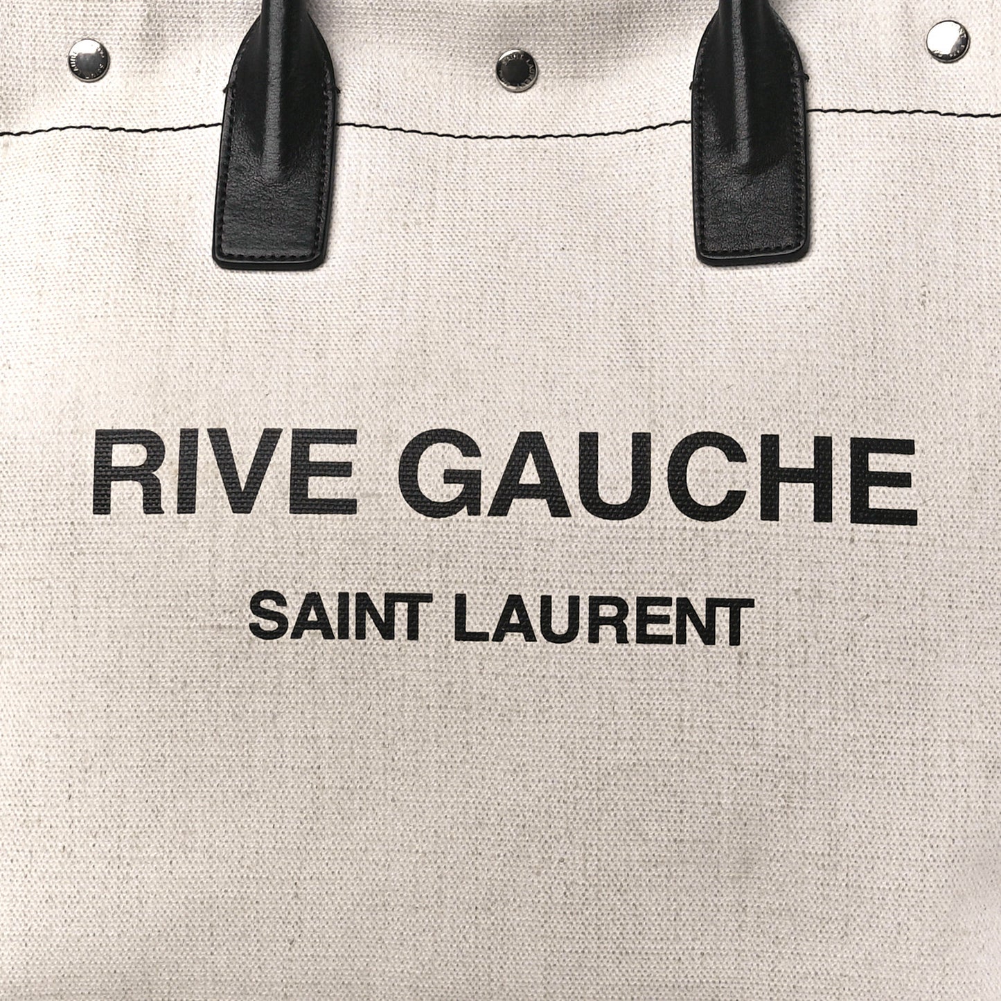 Linen Calfskin Rive Gauche North South Tote White Black