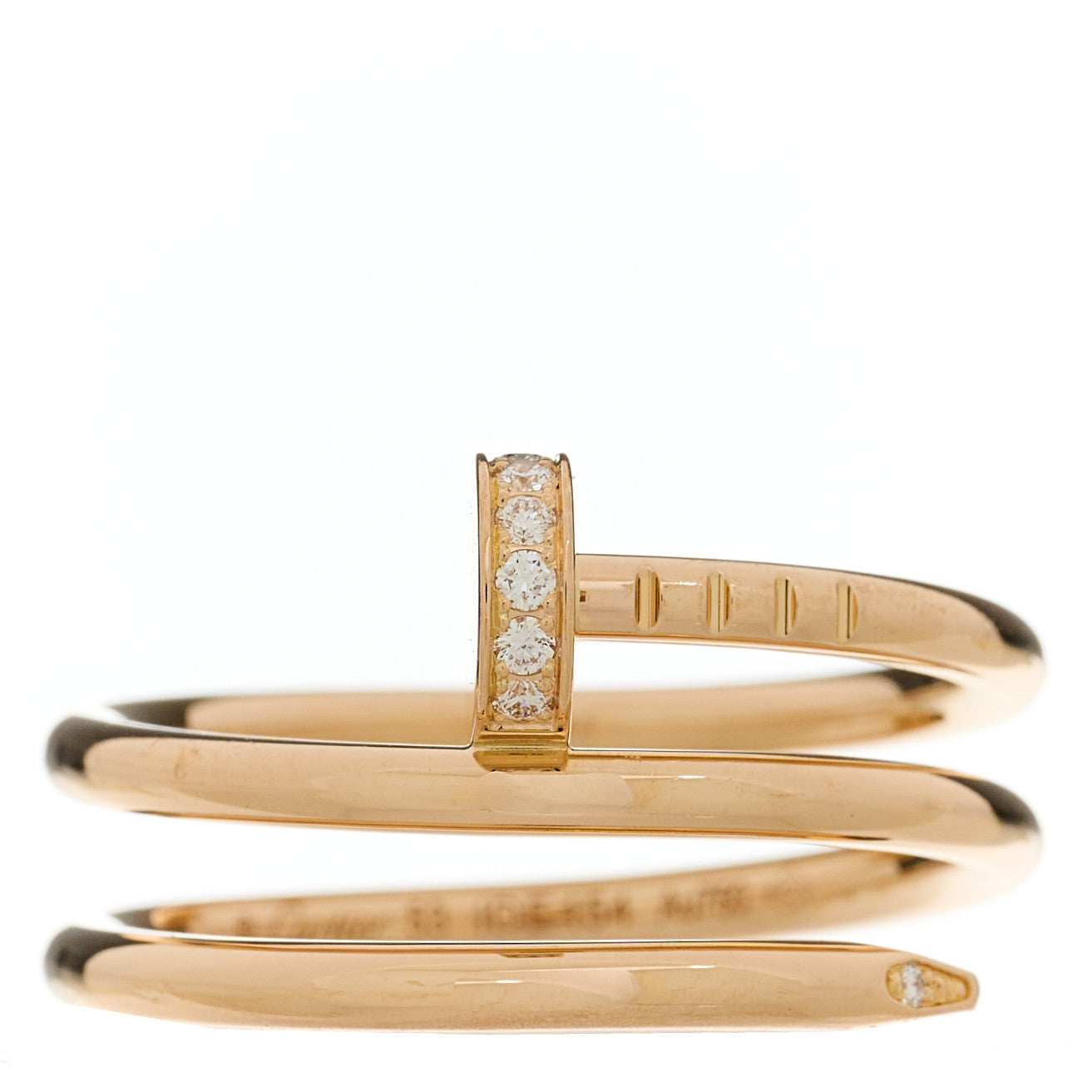 Cartier 18K Pink Gold Diamond Double Juste Un Clou Ring 53 6.25 1 of 5