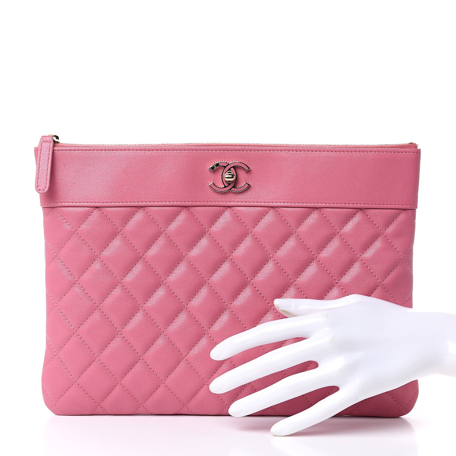 Chanel Sheepskin Quilted Medium Vintage Mademoiselle Cosmetic Case 2 of 11