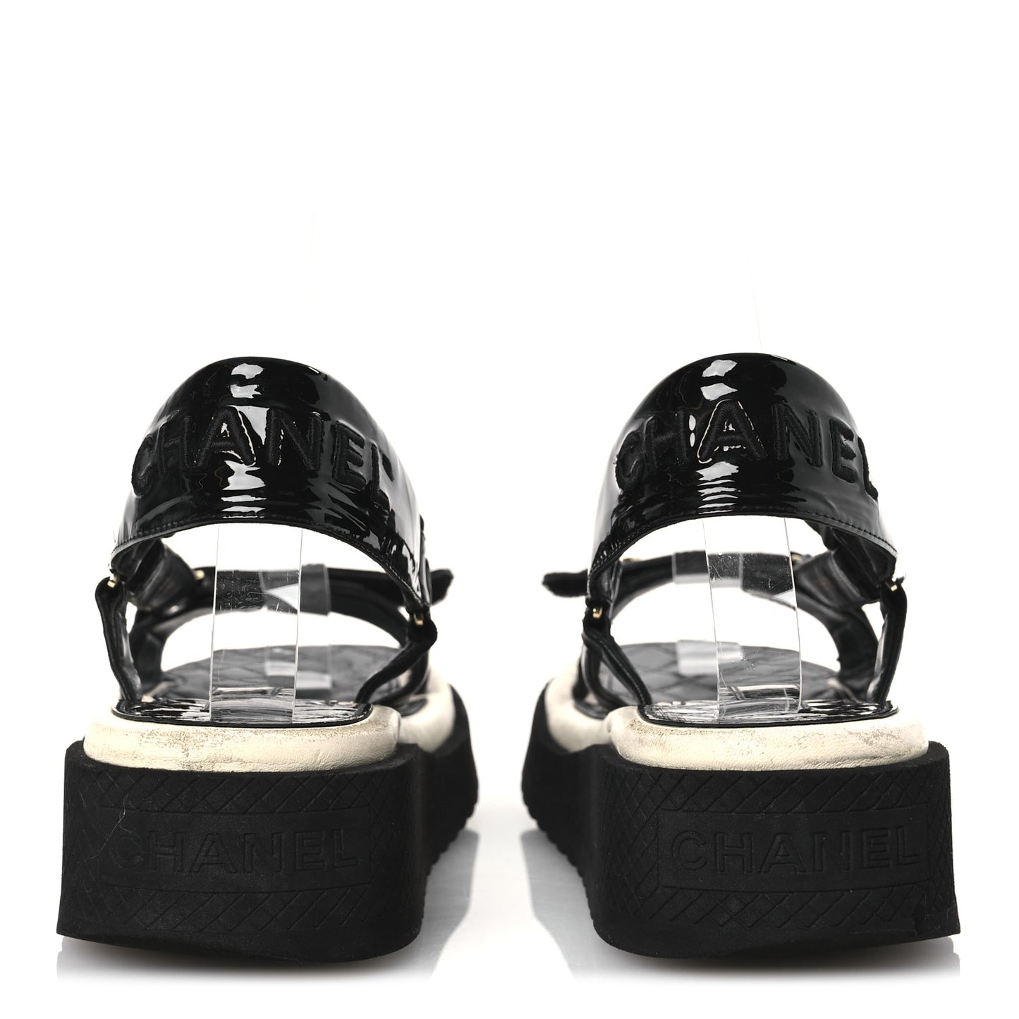 Lambskin Patent Logo Platform Sandals 39 Black