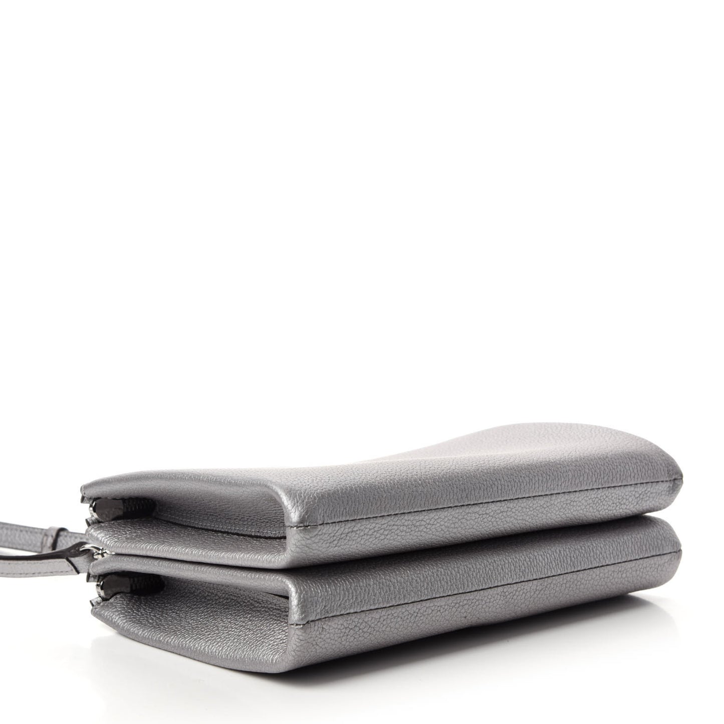 Grained Calfskin Milla Double Crossbody Bag Spike Silver
