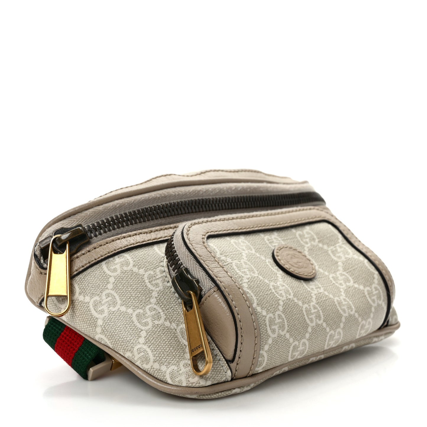 GG Supreme Monogram Textured Calfskin Web Retro Interlocking G Belt Bag Beige Mystic White Oatmeal