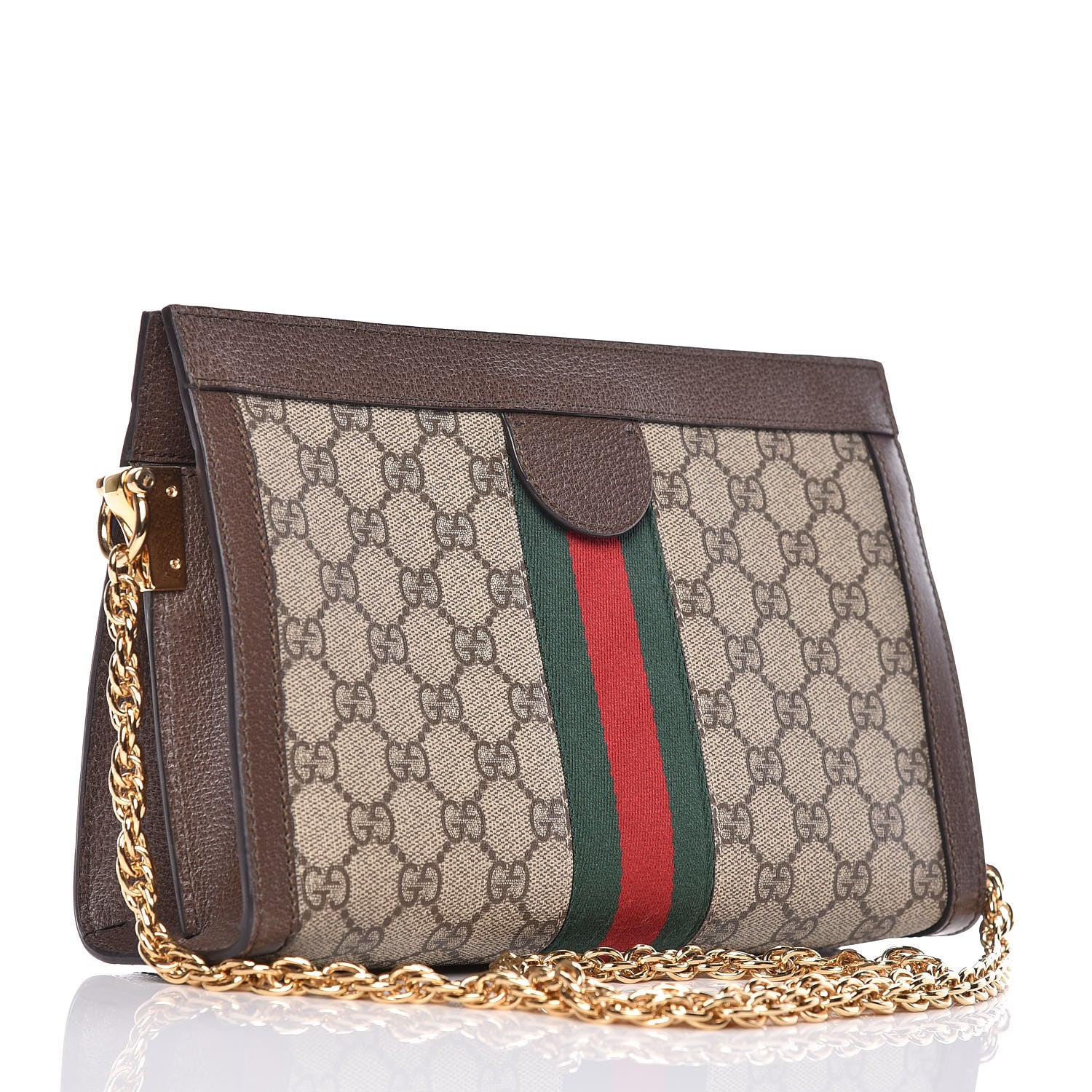 Gucci GG Supreme Monogram Web Small Ophidia Chain Shoulder Bag Brown 3 of 9