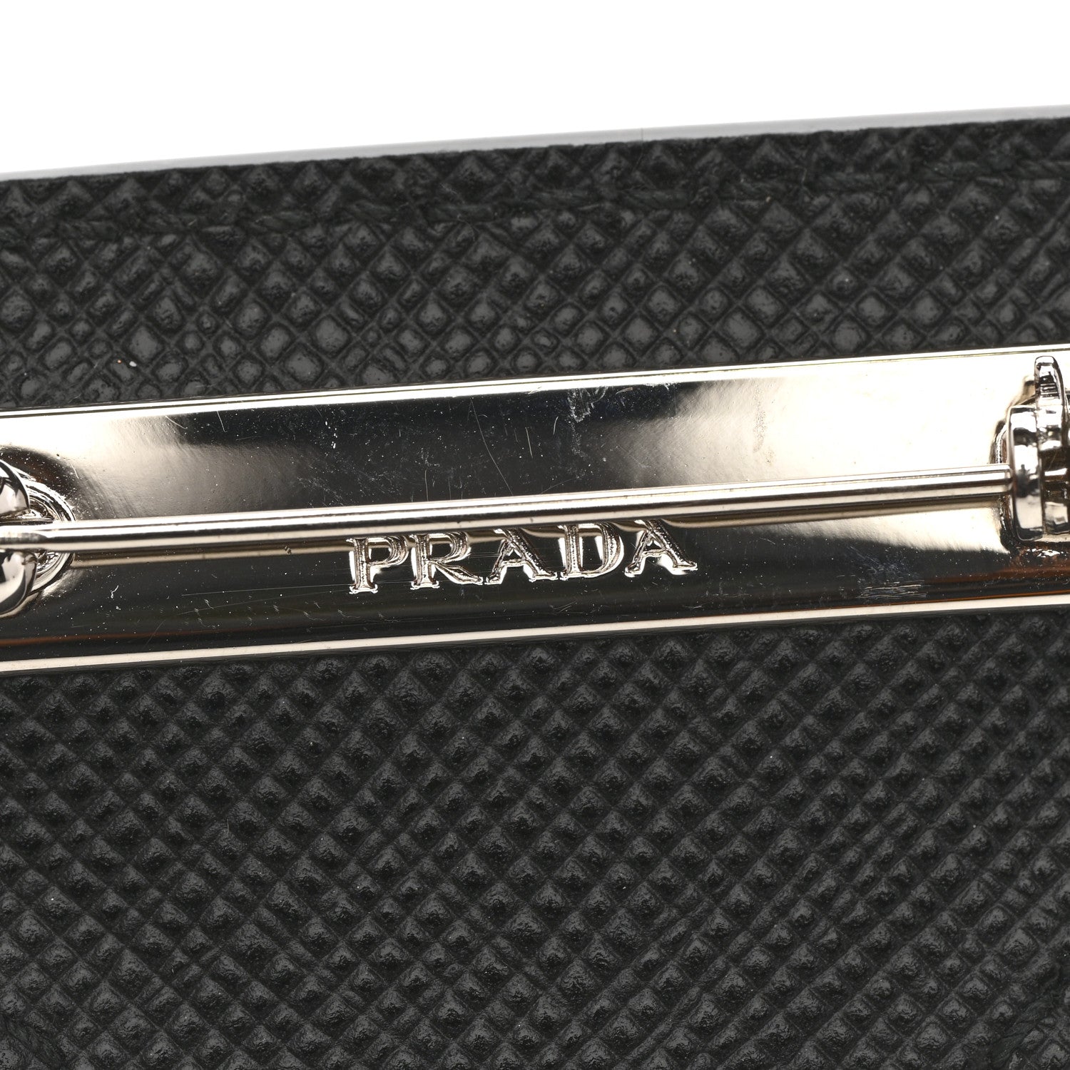 Prada Saffiano Enamel Logo Triangle Pin Black 3 of 4