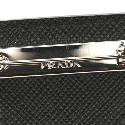 Prada Saffiano Enamel Logo Triangle Pin Black 3 of 4