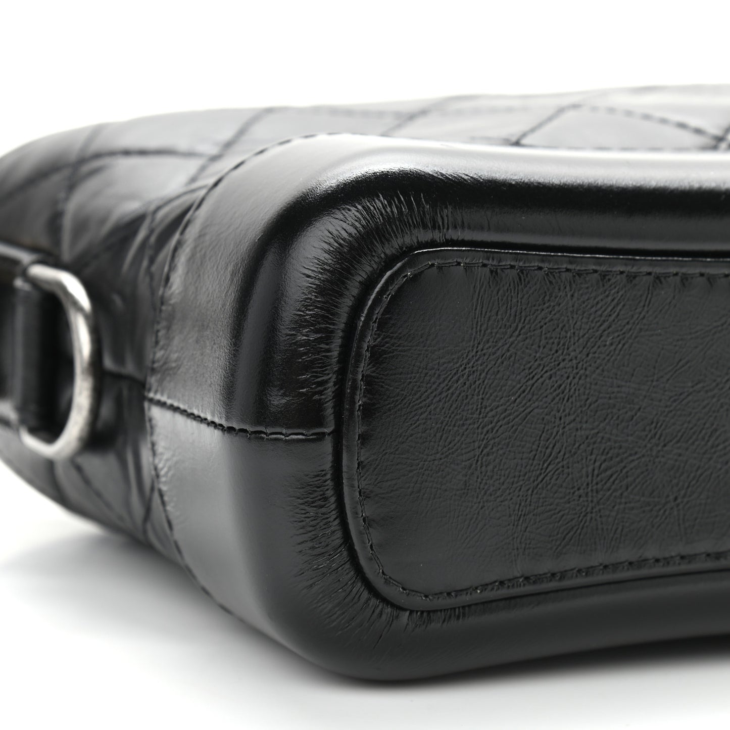 Aged Calfskin Quilted Small Gabrielle Hobo Black