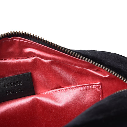 Gucci Velvet Matelasse Deer Embroidered Small GG Marmont Chain Shoulder Bag Black 9 of 9