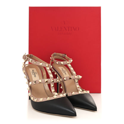 Valentino Garavani Calfskin Nappa Rockstud Ankle Strap 100mm Pumps 36.5 Black Poudre 8 of 8