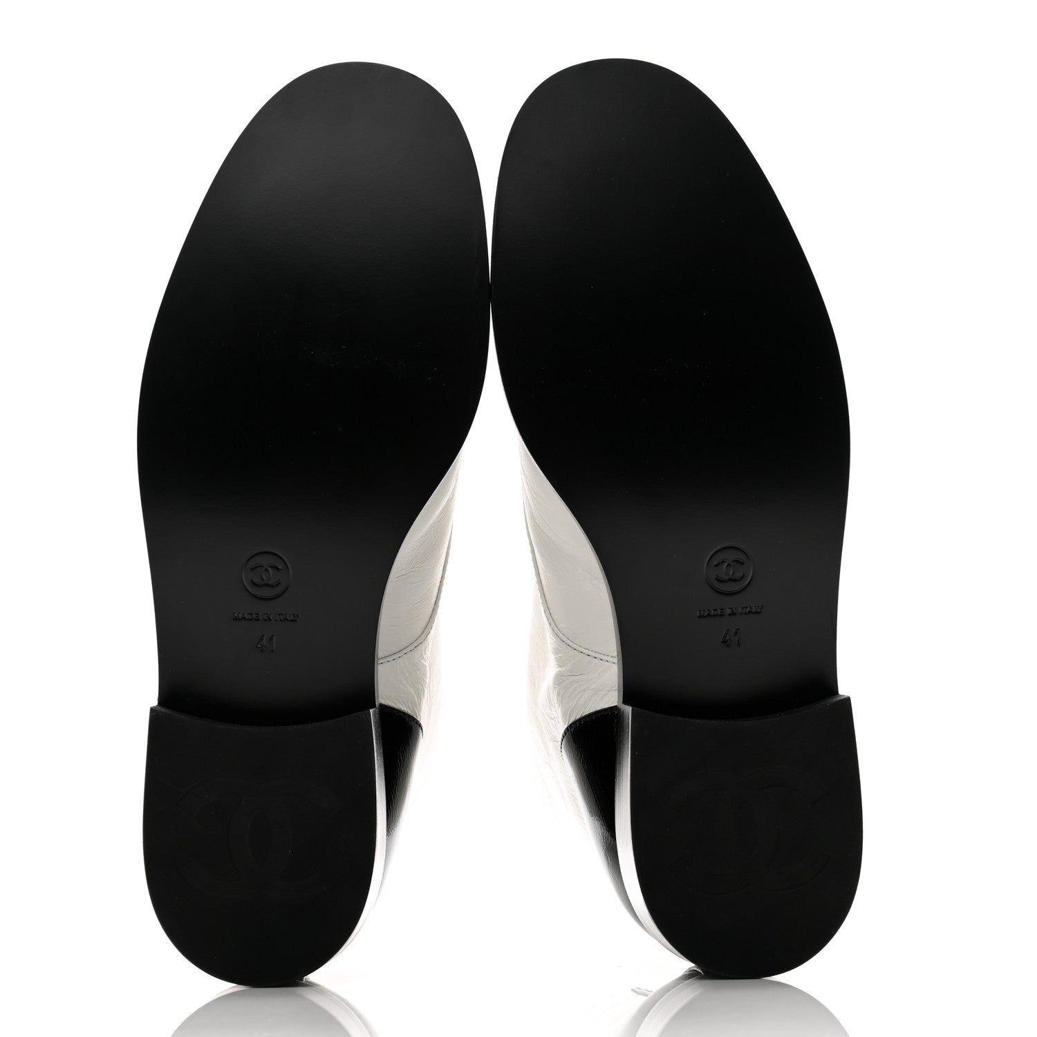 Chanel Distressed Patent Cap Toe Combat Boots 41 White Black 5 of 9