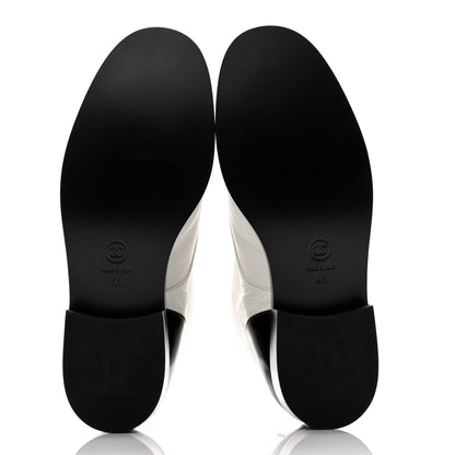 Chanel Distressed Patent Cap Toe Combat Boots 41 White Black 5 of 9