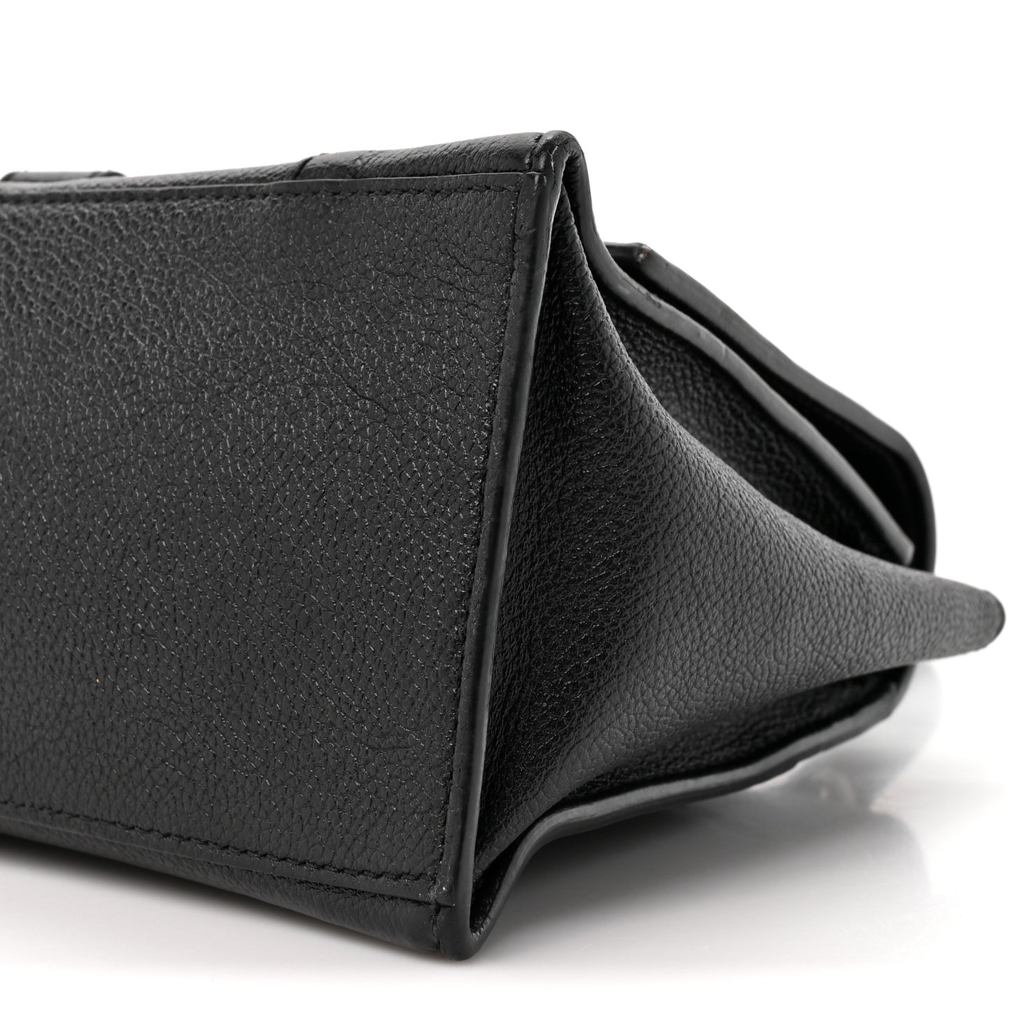 Grained Calfskin Small Hourglass Top Handle Bag Black