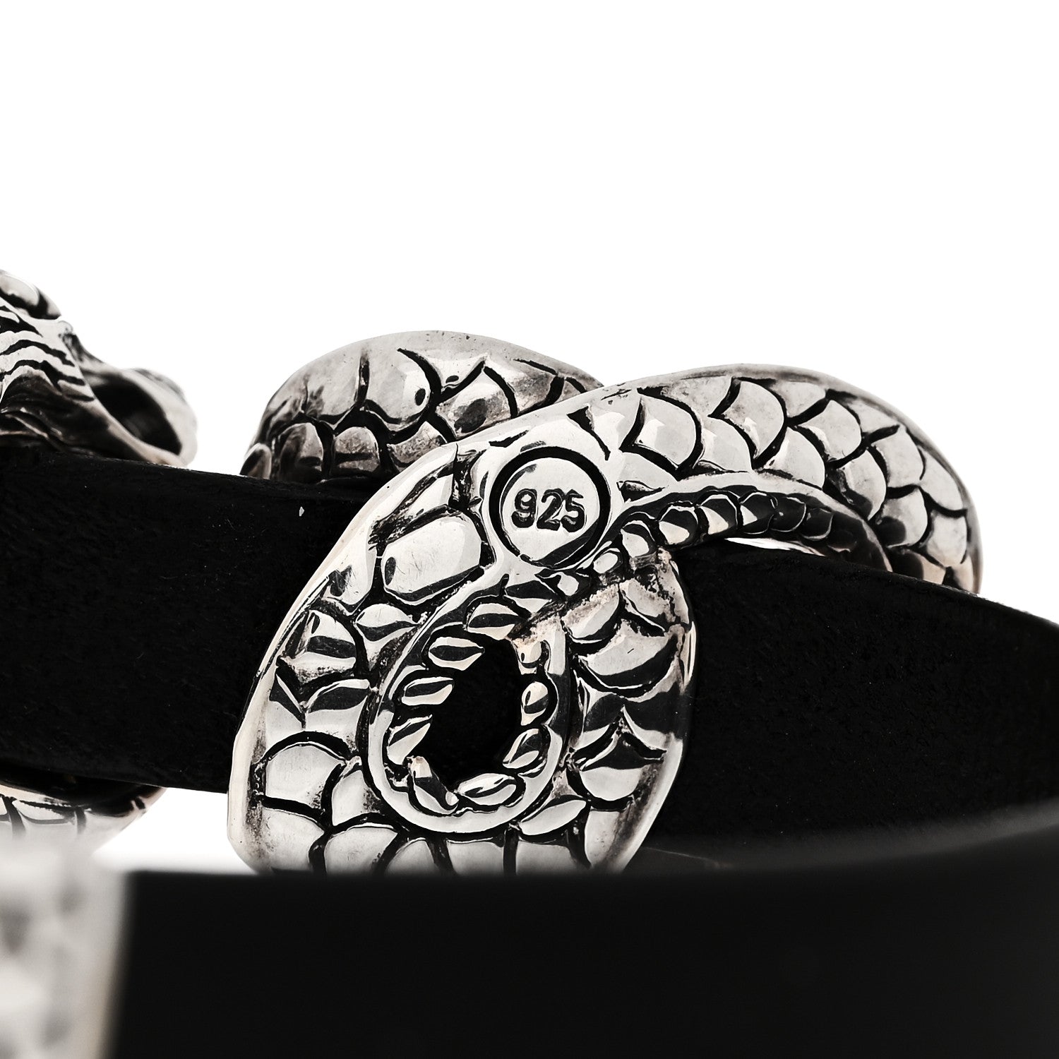 John Hardy Sterling Silver Leather Naga Dragon Bracelet Black 4 of 6