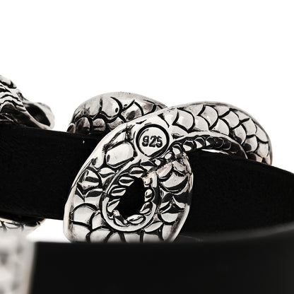 John Hardy Sterling Silver Leather Naga Dragon Bracelet Black 4 of 6
