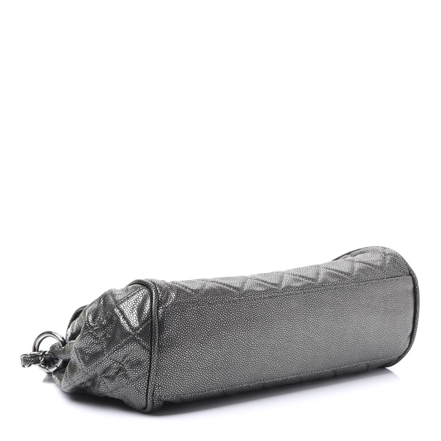 Metallic Caviar Quilted Timeless Accordion Flap Dark Silver