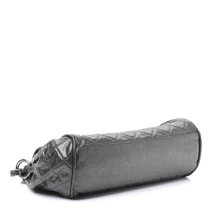 Chanel Metallic Caviar Quilted Timeless Accordion Flap Dark Silver 3 of 9