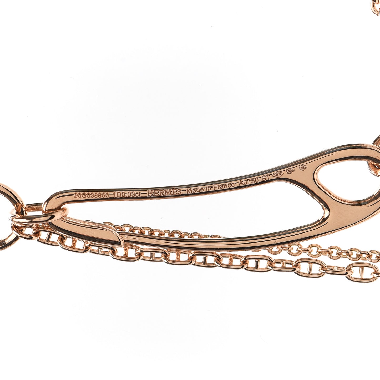 18K Rose Gold Diamond GM Chaine d'Ancre Punk Lariat Necklace