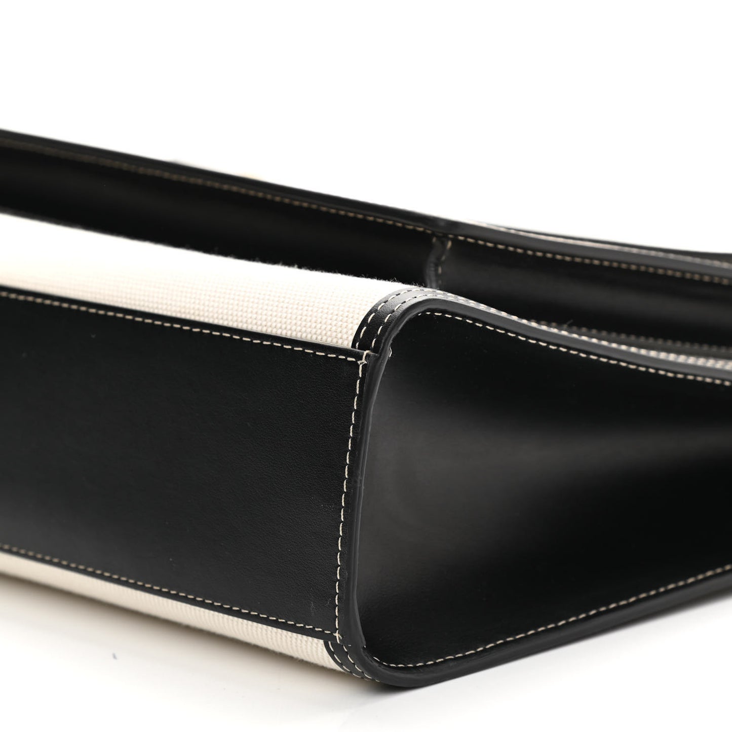 Canvas Smooth Calfskin Two Tone Medium Pocket Bag Natural Black