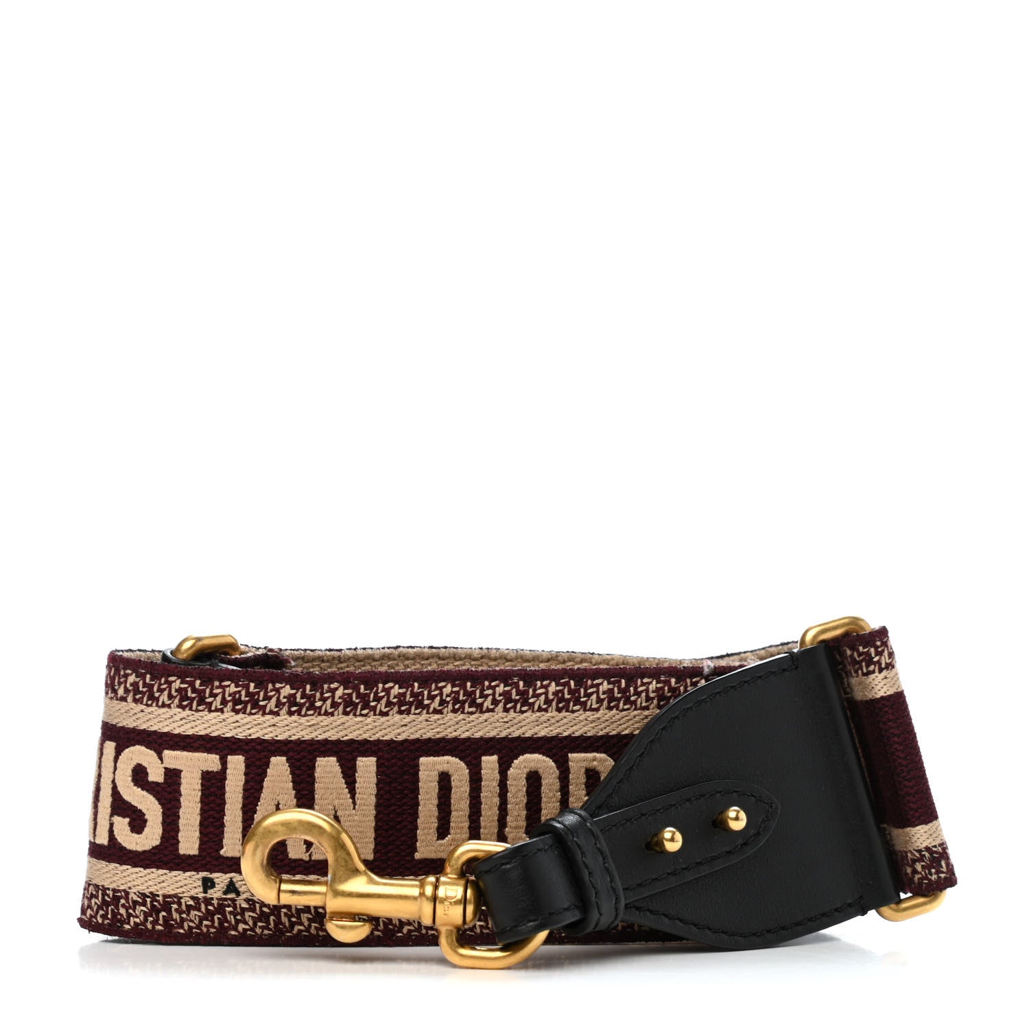 Christian Dior Canvas Embroidered Shoulder Strap Burgundy 1 of 4