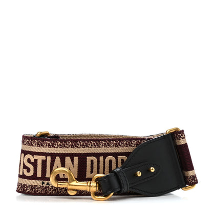 Christian Dior Canvas Embroidered Shoulder Strap Burgundy 1 of 4