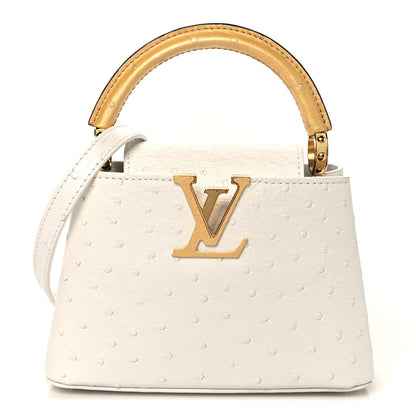 Louis Vuitton Iridescent Ostrich Capucines Mini White Gold 1 of 9