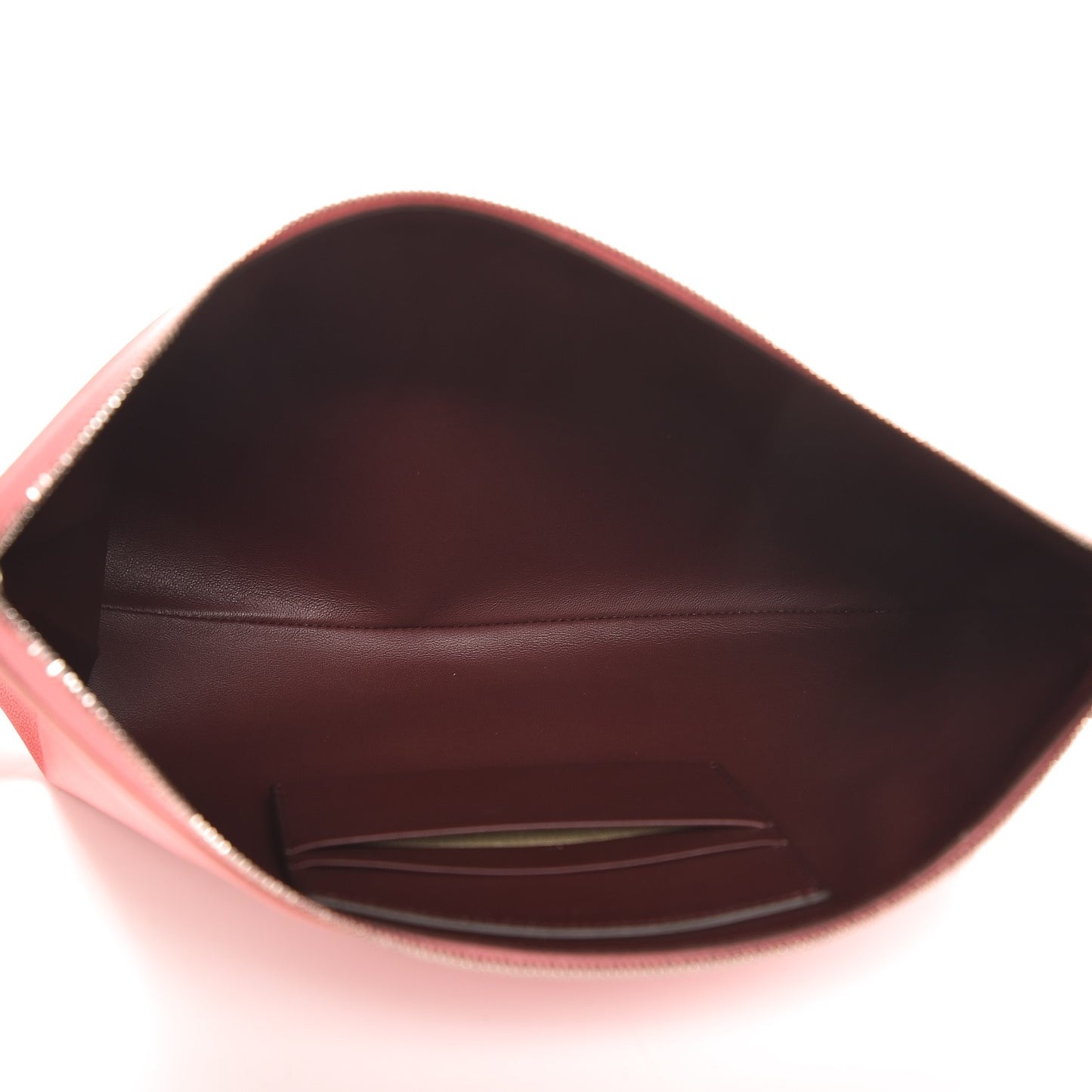 Plastic Bag with Cloudy Lambskin Solo Zip Pouch Clutch Pink