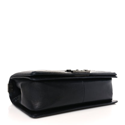 Chanel Lambskin Pleated Medium Boy Flap Navy 4 of 9