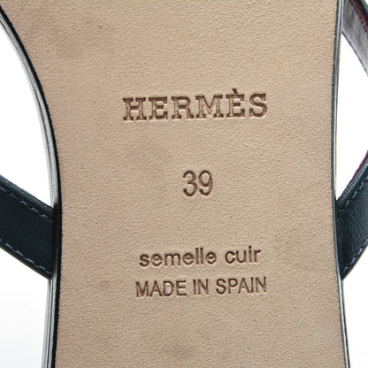 Hermes Nappa Calfskin Corfou Sandals 39 Bleu Ardoise Bordeaux 6 of 9