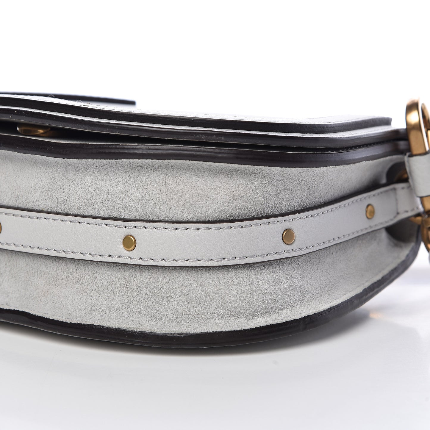 Calfskin Suede Small Nile Bracelet Bag Airy Grey