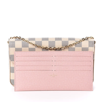 Louis Vuitton Damier Azur Pochette Felicie Chain Wallet Rose Ballerine 11 of 12