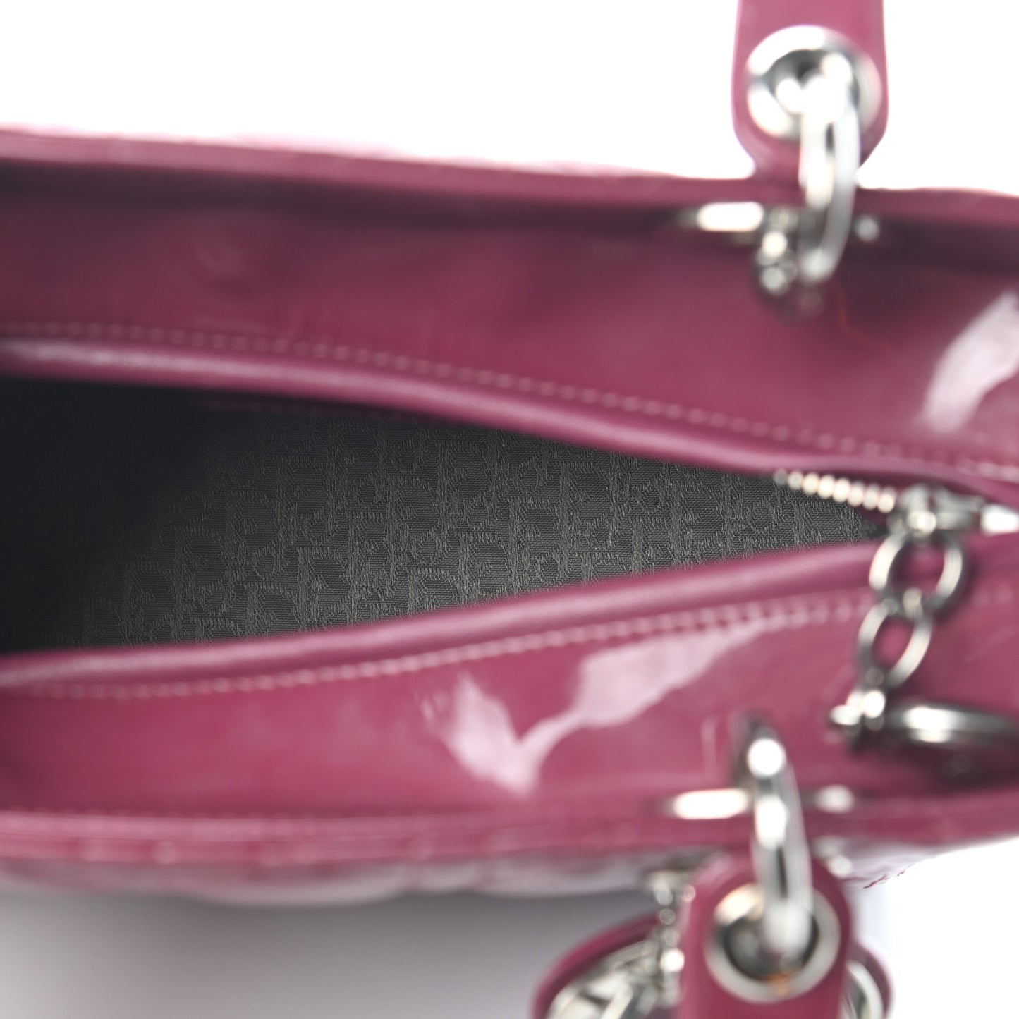 Patent Cannage Medium Lady Dior Dark Pink