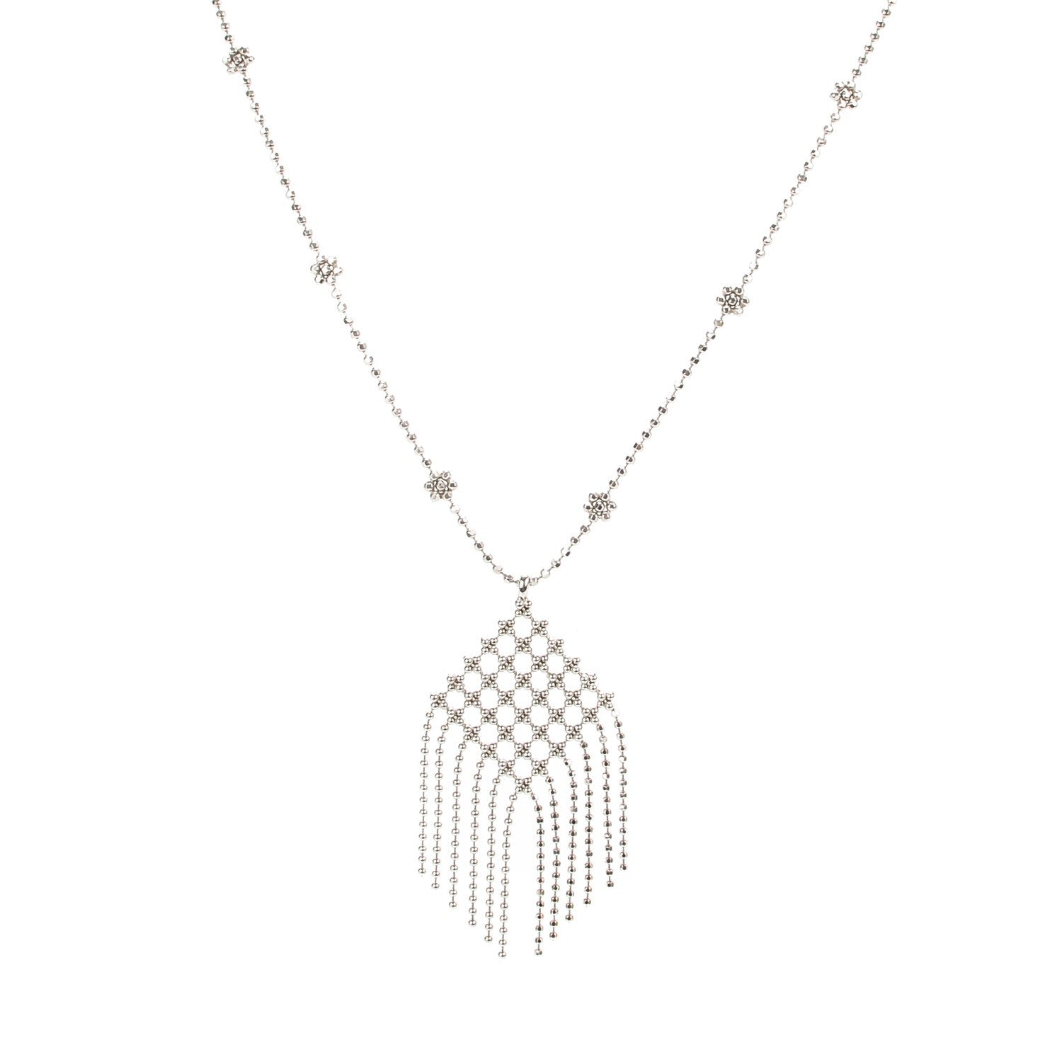 Tiffany 18K White Gold Fringe Pendant Necklace 1 of 5