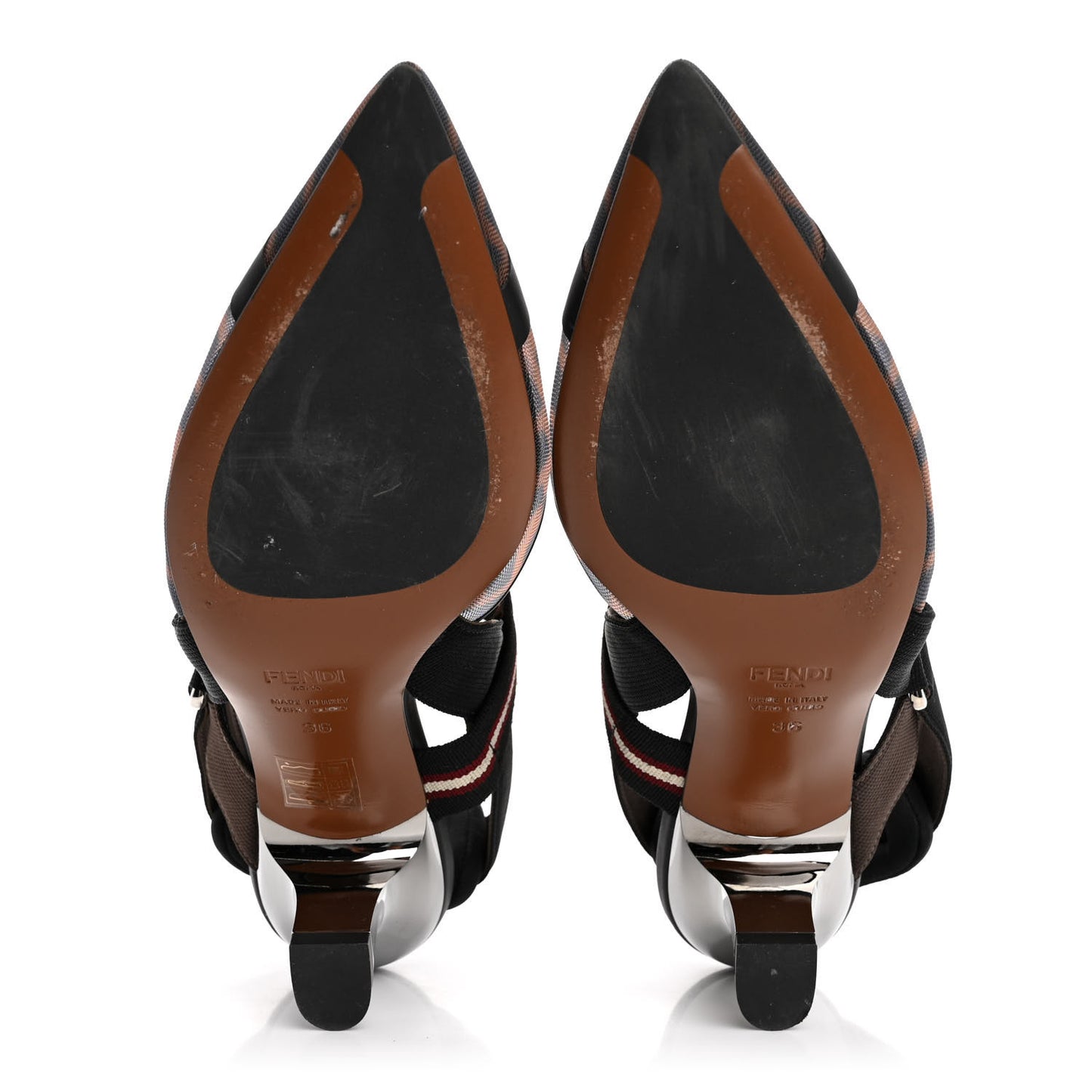 Technical Mesh FF Colibri 55mm Slingback Pumps 36 Tobacco Moro