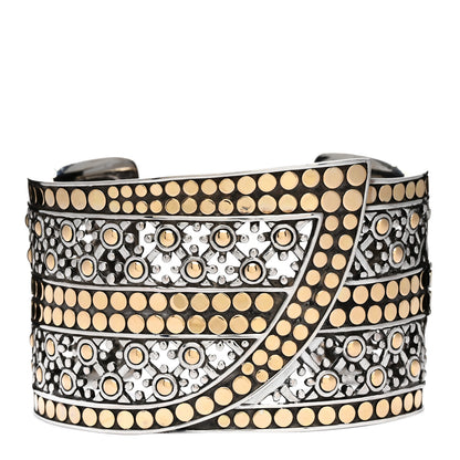 John Hardy Sterling Silver 18K Yellow Gold Wide Jaisalmer Dot Kick Cuff Bracelet 1 of 6