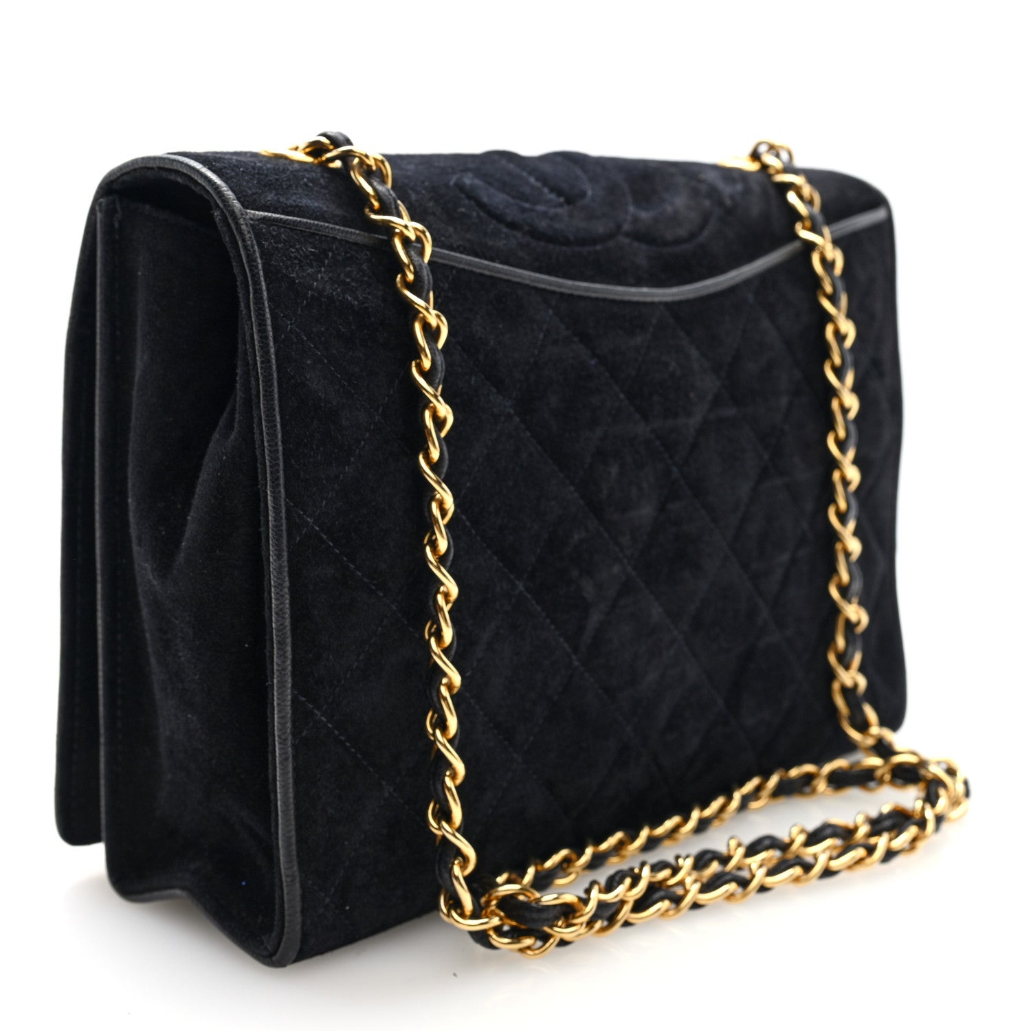 Chanel Suede Quilted CC Small Single Flap Black 3 of 10