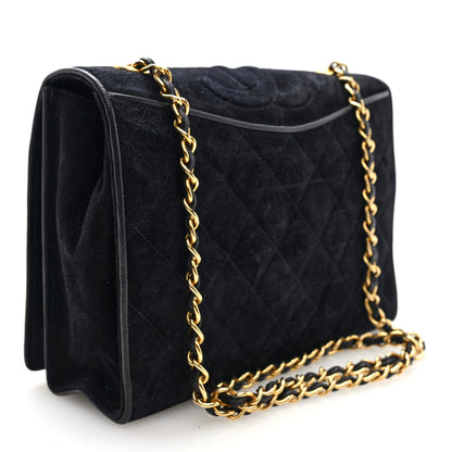Chanel Suede Quilted CC Small Single Flap Black 3 of 10