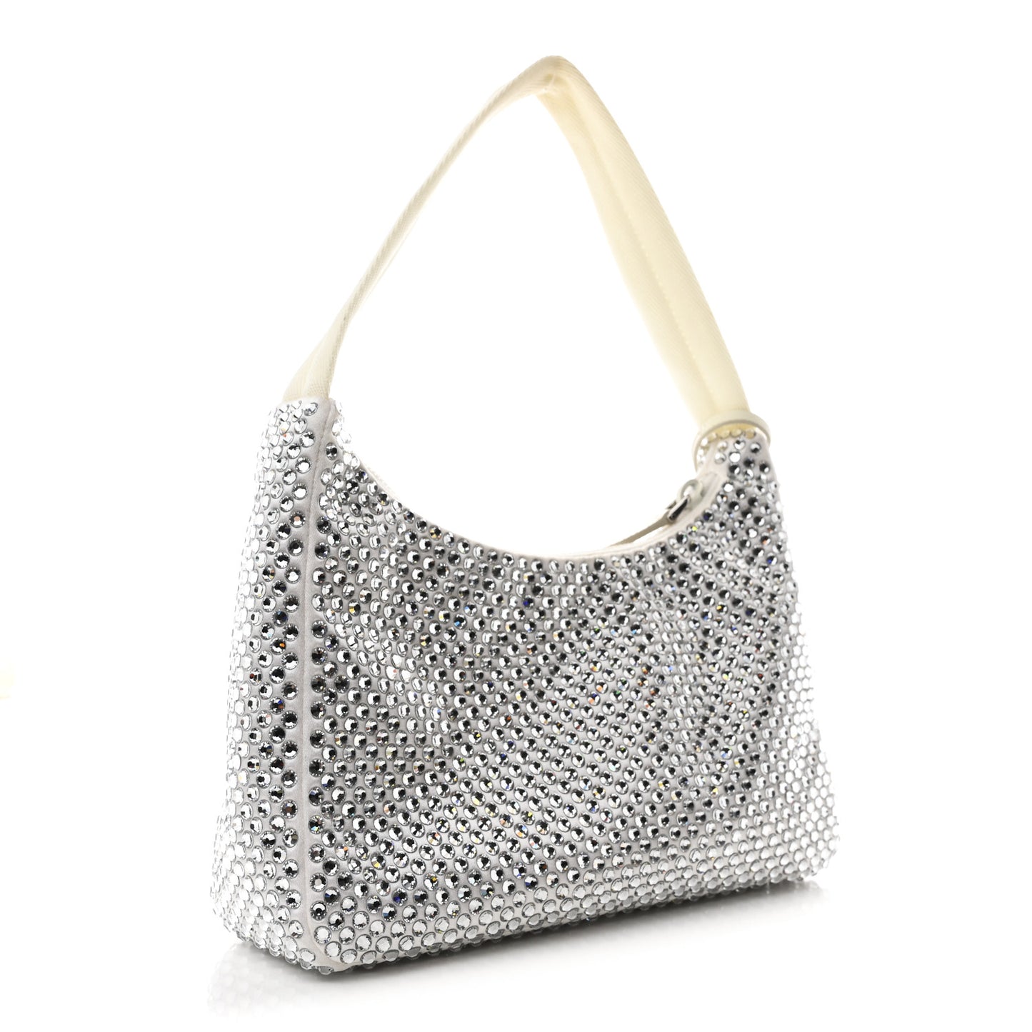 Satin Crystal Mini Re-Edition 2000 Bag White