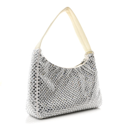 Prada Satin Crystal Mini Re-Edition 2000 Bag White 3 of 10