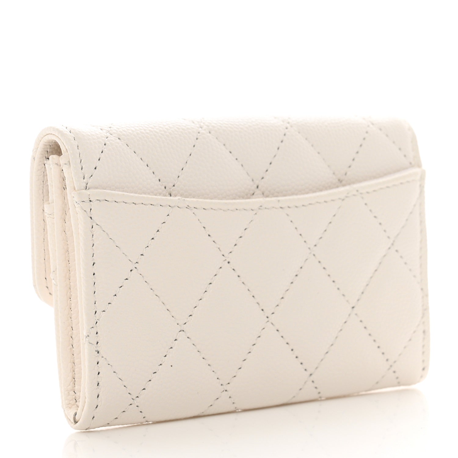 Chanel Caviar Quilted Flap Card Holder Wallet White 3 of 9
