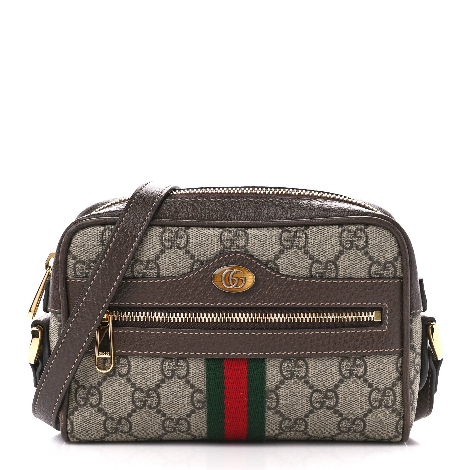 Gucci GG Supreme Monogram Web Mini Ophidia Shoulder Bag Brown 1 of 10