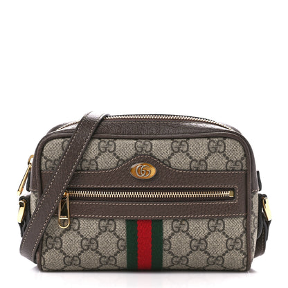 Gucci GG Supreme Monogram Web Mini Ophidia Shoulder Bag Brown 1 of 10