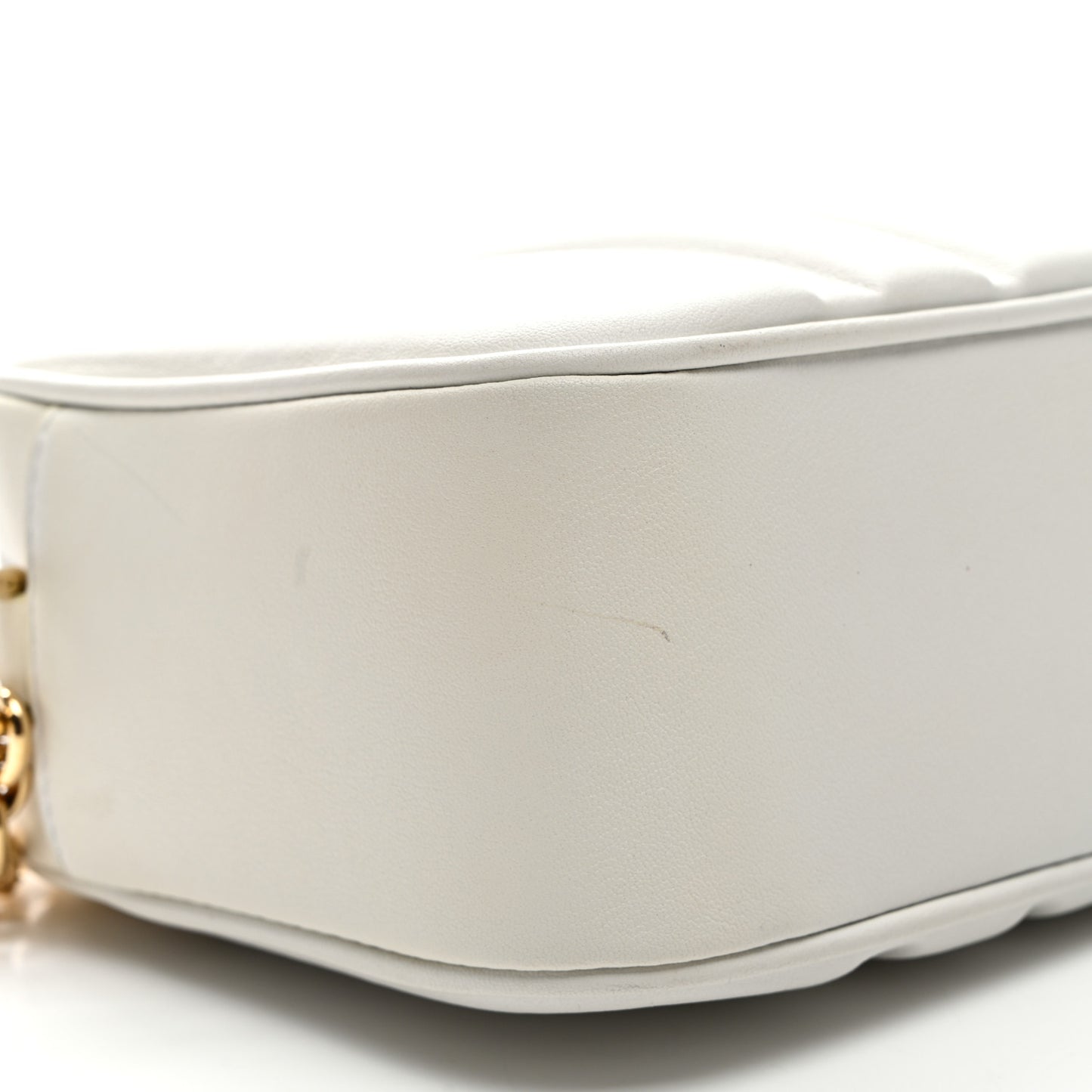 Calfskin Quilted Medium Gancini Camera Case Optic White