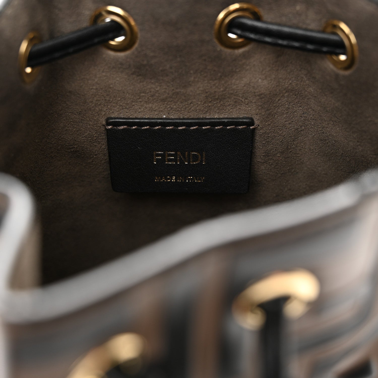 Fendi Vitello Liberty F is Fendi Bi-Color FF 1974 Embossed Mini Mon Tresor Bucket Bag Maya Black 6 of 11