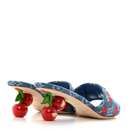 Louis Vuitton LV X TM Monogram Denim Cerises Lily Mules 37 Blue 4 of 10