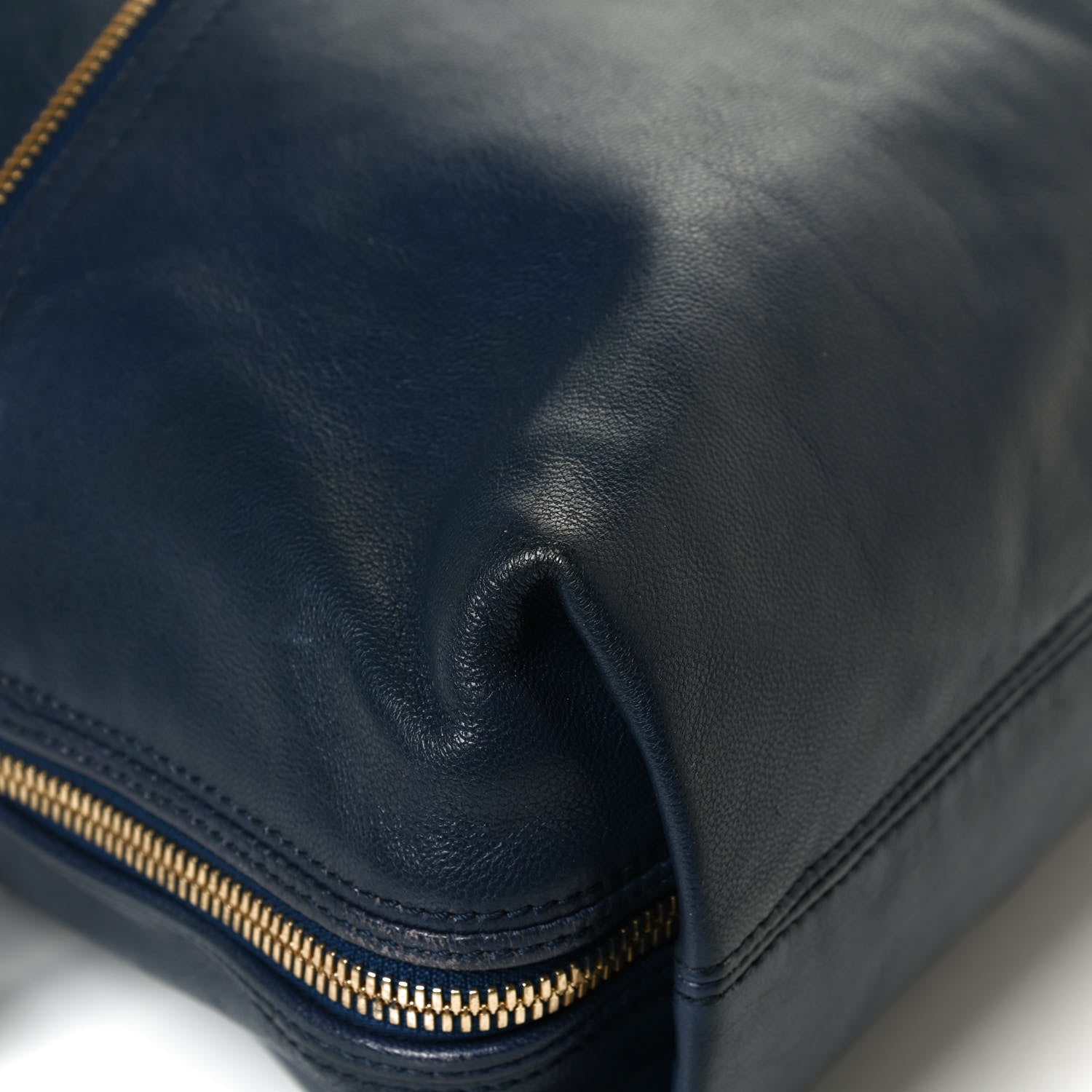 Fendi Sheepskin Zipper Satchel Navy 13 of 13