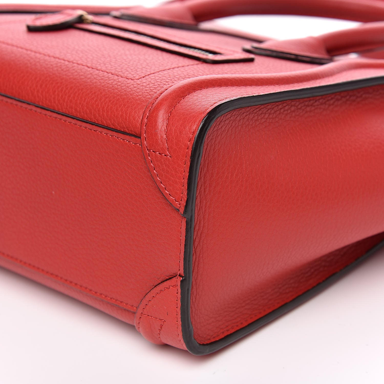 Celine Drummed Calfskin Nano Luggage Coquelicot 10 of 11
