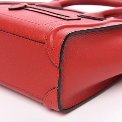 Celine Drummed Calfskin Nano Luggage Coquelicot 10 of 11