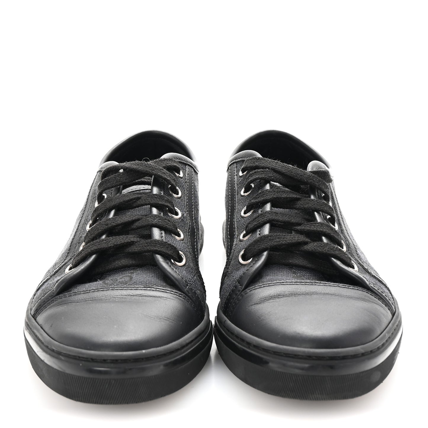 GG Monogram Calfskin Womens Low Top Sneakers 37 Piombo Black