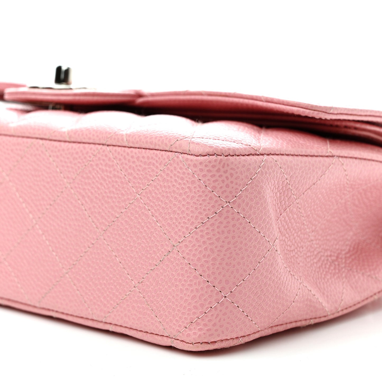 Caviar Quilted Medium Double Flap Light Pink