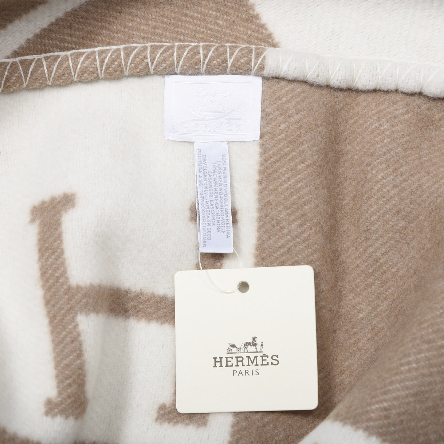 Wool Cashmere Avalon Baby Blanket Noisette Moyen White